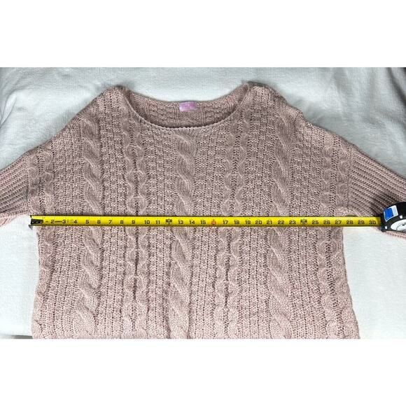 Pink Lily Sweater Cable Knit Large Pink Oversized Comfy Top Pullover Rory - Picture 4 of 5